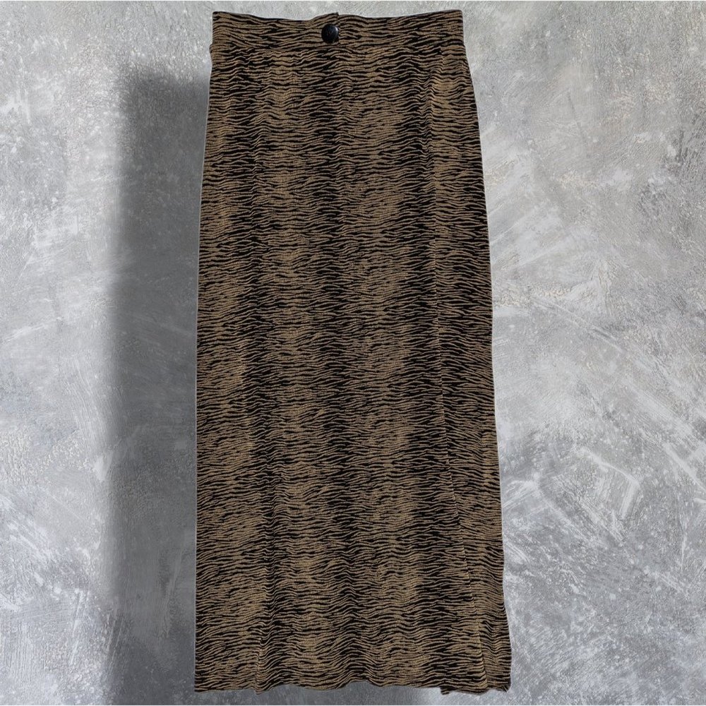 VINTAGE Grunge Susan Lawrence Slinky Travelers Knit Style Tiger Print Skirt Set - Picture 2 of 11